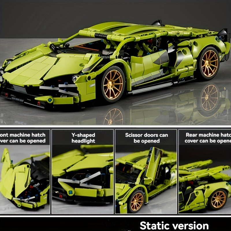 1200-Piece Green Racing Model Kit Building Blocks