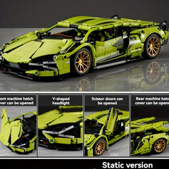 1200-Piece Green Racing Model Kit Building Blocks