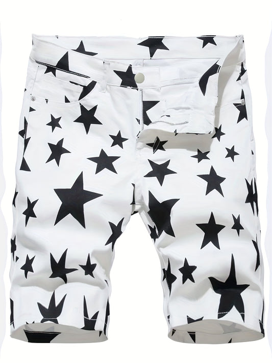 Men's Star Pattern Denim Shorts - Casual Street Style