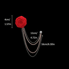 Couple Style Rose Brooch Tassel Chain Suit Chest Jewelry