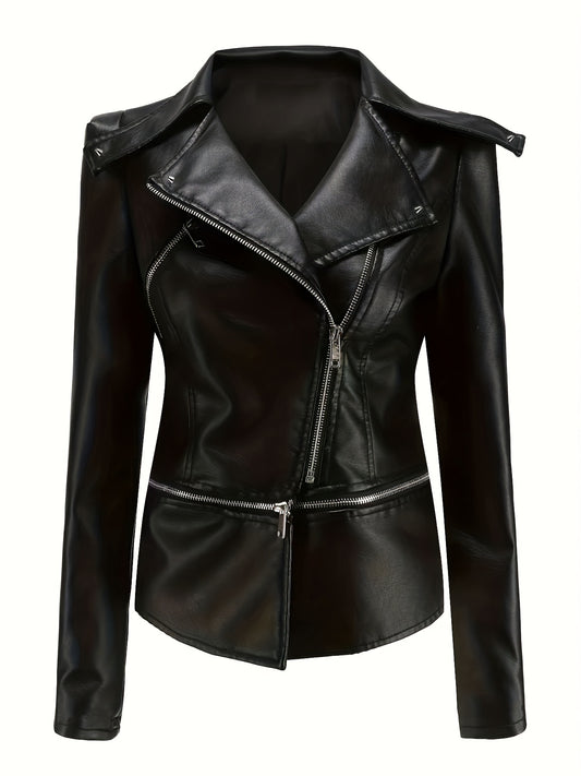 Zip Up Jacket Long Sleeve Lapel Neck Women's Clothing