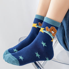 5 Pairs Boys Cartoon Whale Pattern Anti-odor Warm Socks