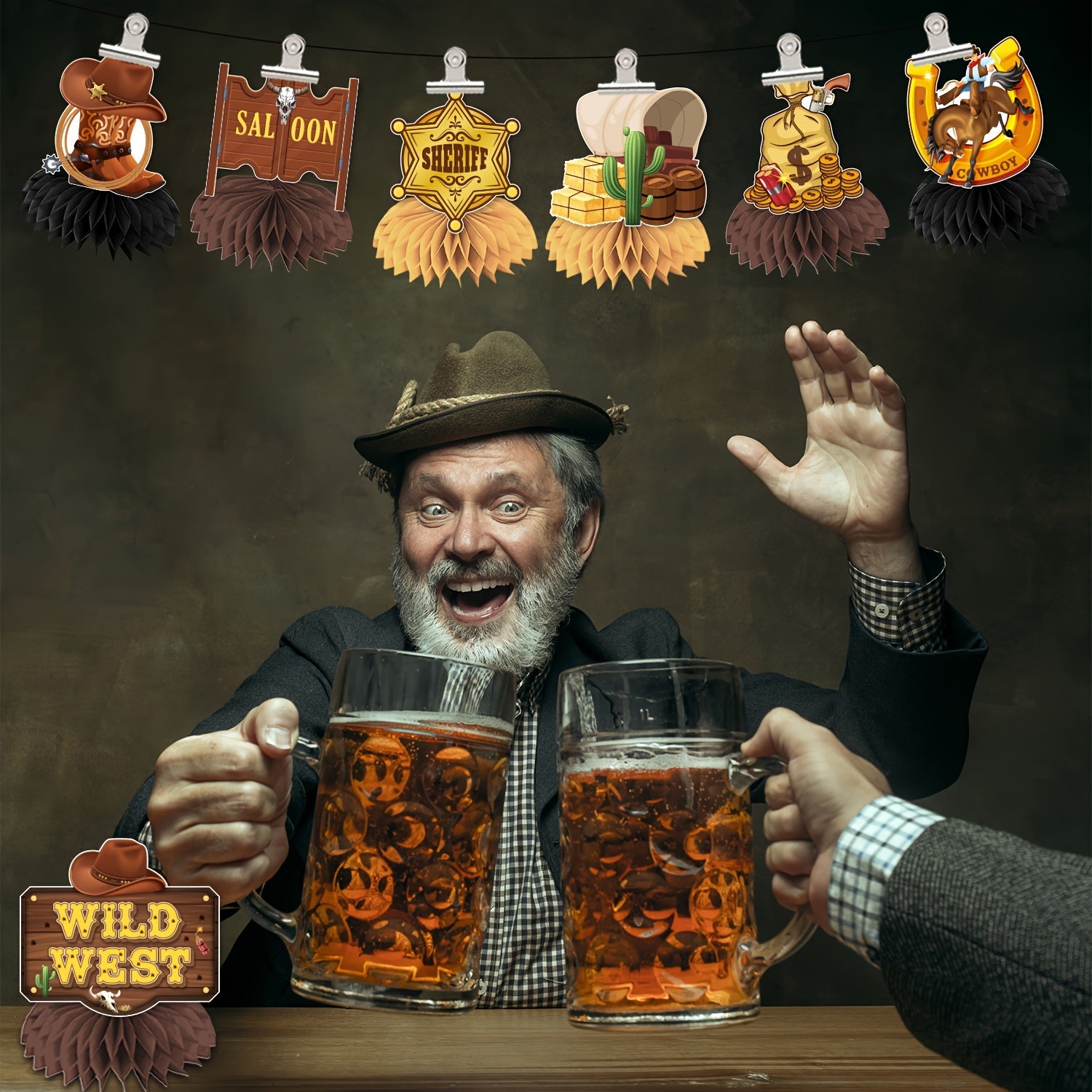 8pcs Western Cowboy Centerpieces for Tables