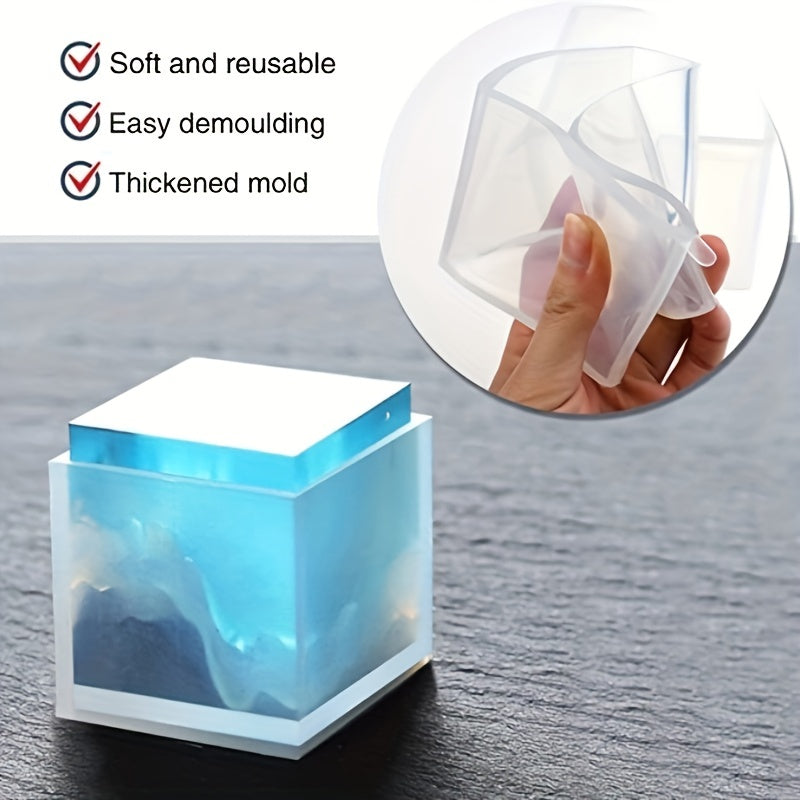 5pcs Resin Silicone Epoxy Pouring Mold DIY Cube for Casting Candle Soap