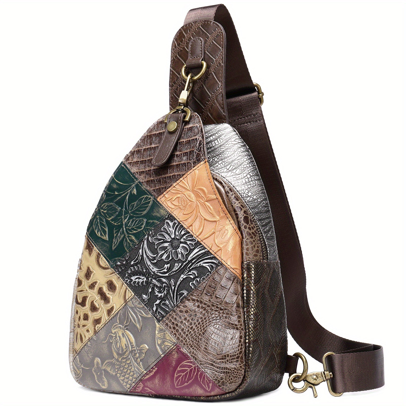 Vintage Leather Block Women's Chest Bag