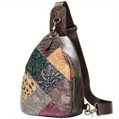 Vintage Leather Block Women's Chest Bag