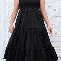  Solid Maxi Smock Cami Dress