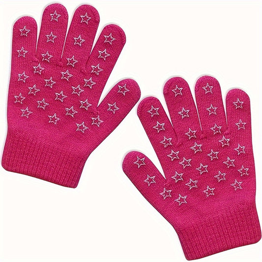 Kids Winter Gloves Knitted Warm Elastic Gloves for 6 8 Year Boys Girls