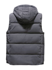 Men Sleeveless Down Thermal Hooded Vests Jackets Zipper Outdoor Winter Casual