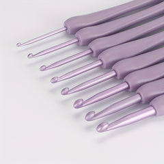 Purple Ergonomic Crochet Hook Set Lightweight Aluminum Crochet Needles