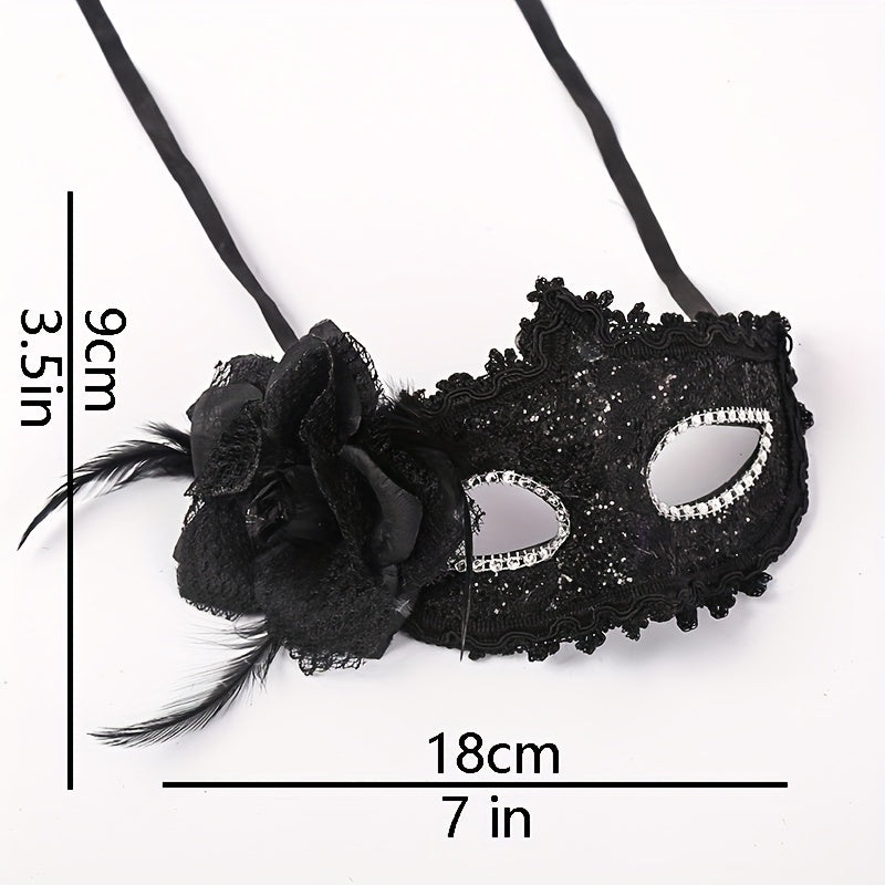 Faux Leather Flower Mask Venetian Masquerade Party Dance Mask