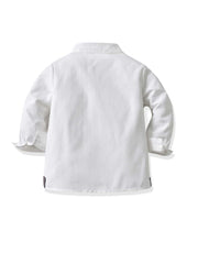 Boys Solid Long Sleeve Button Down Lapel Shirt