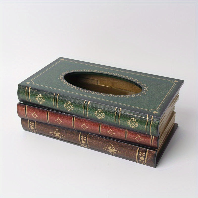 Vintage European Style Book Tissue Box Home Desktop Storage