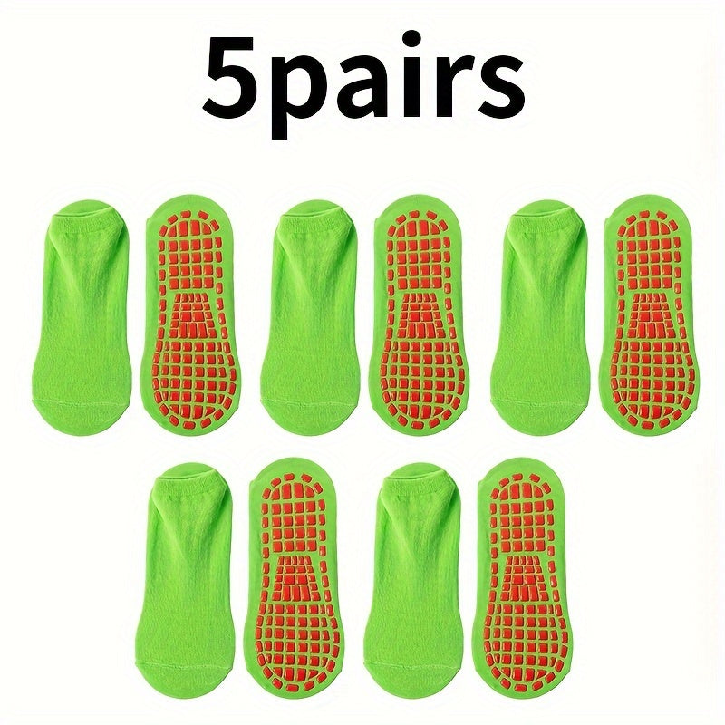5 Pairs Comfy Crew Socks Breathable Non slip Women's Stockings