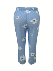 Women's Plus Floral Print High Rise Straight Leg Pants