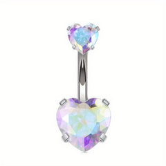 Colorful Zircon Belly Button Ring Stainless Steel Piercing Jewelry