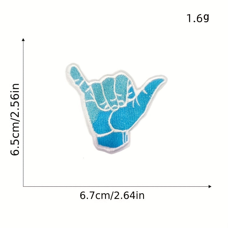 8pcs Colorful Gesture Iron On Patches Sew On Embroidered Applique Repair Patch