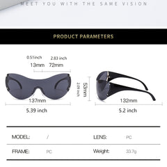 Star Detail Rimless Sports Sunglasses with Glass Box