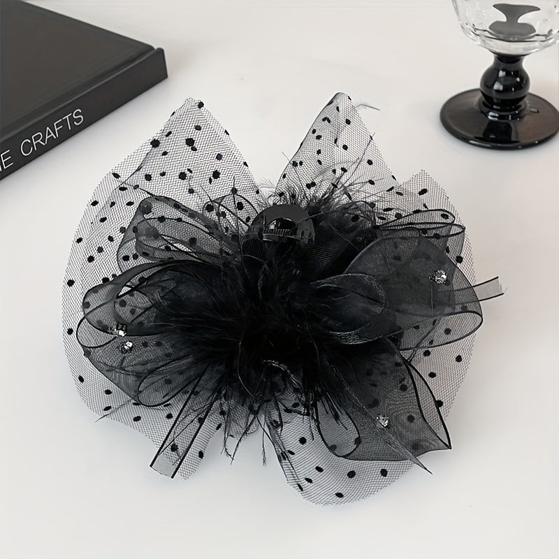 Ancient Style Ostrich Feather Hair Claw Large Hairpin