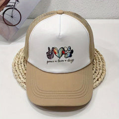 Love Dog Trucker Hat Cartoon Printed Baseball Cap Mesh Sun Hats