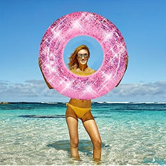 Glitter Swim Ring Inflatable Pool Tube for Kids & Adults