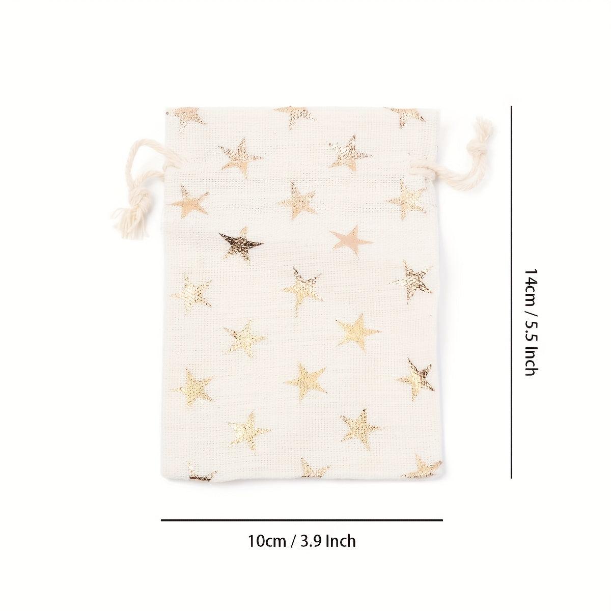 5pcs Christmas Theme Cotton Fabric Bag Drawstring Bags Star Pattern 14x10cm