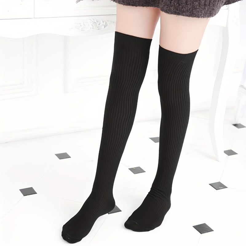 Ribbed Thigh High Socks for Women