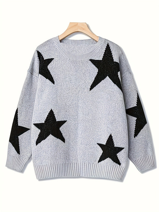  Casual Star Pattern Long Sleeve Pullover Jumper