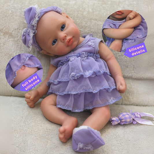 Realistic 13in Open Eyes Reborn Baby Doll Silicone Girl Toy