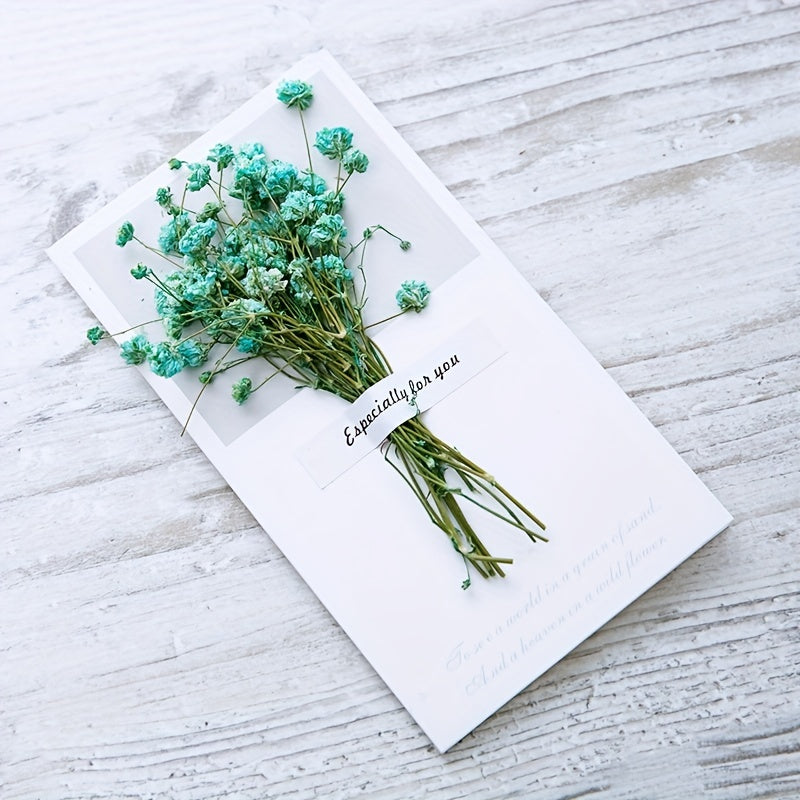 4pcs Gypsophila Dried Flower Cards for Birthday Thanksgiving Romantic Bouquet