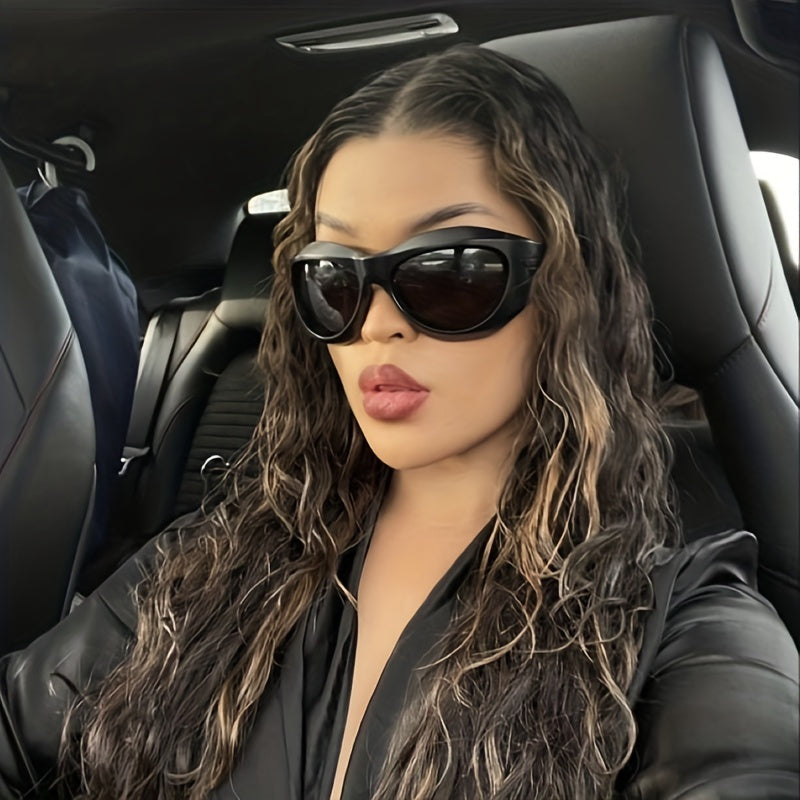 Y2K Wrap Around Sunglasses Futuristic Mirror Lens Glasses