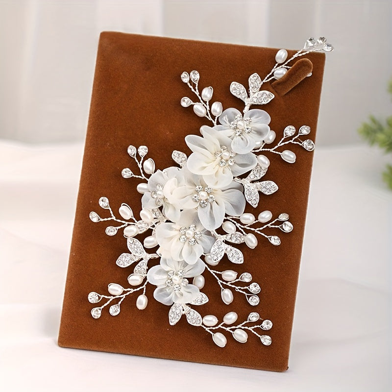 Rhinestone Faux Pearl Flower Hair Clip Non slip Side Clip Hair Accessories