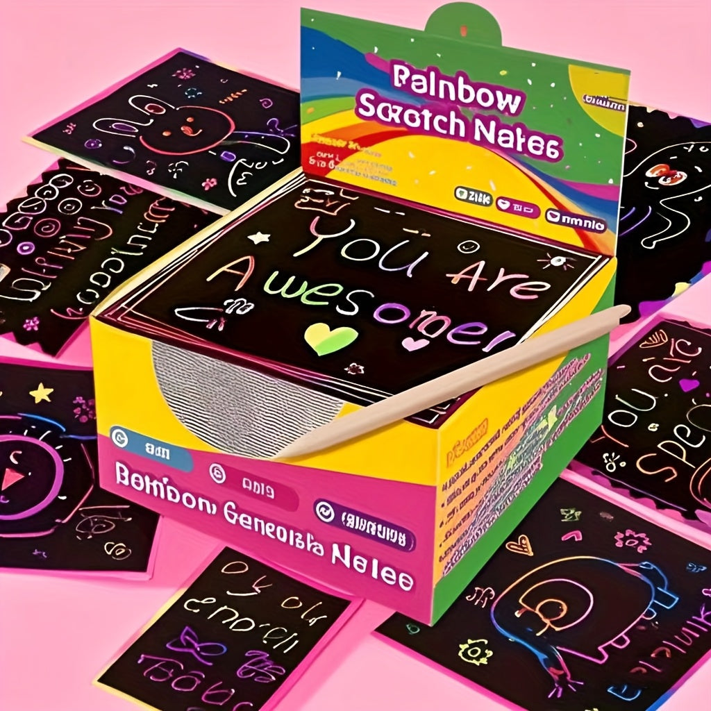 50pcs Rainbow Scratch Art Set Family Fun Halloween Easter