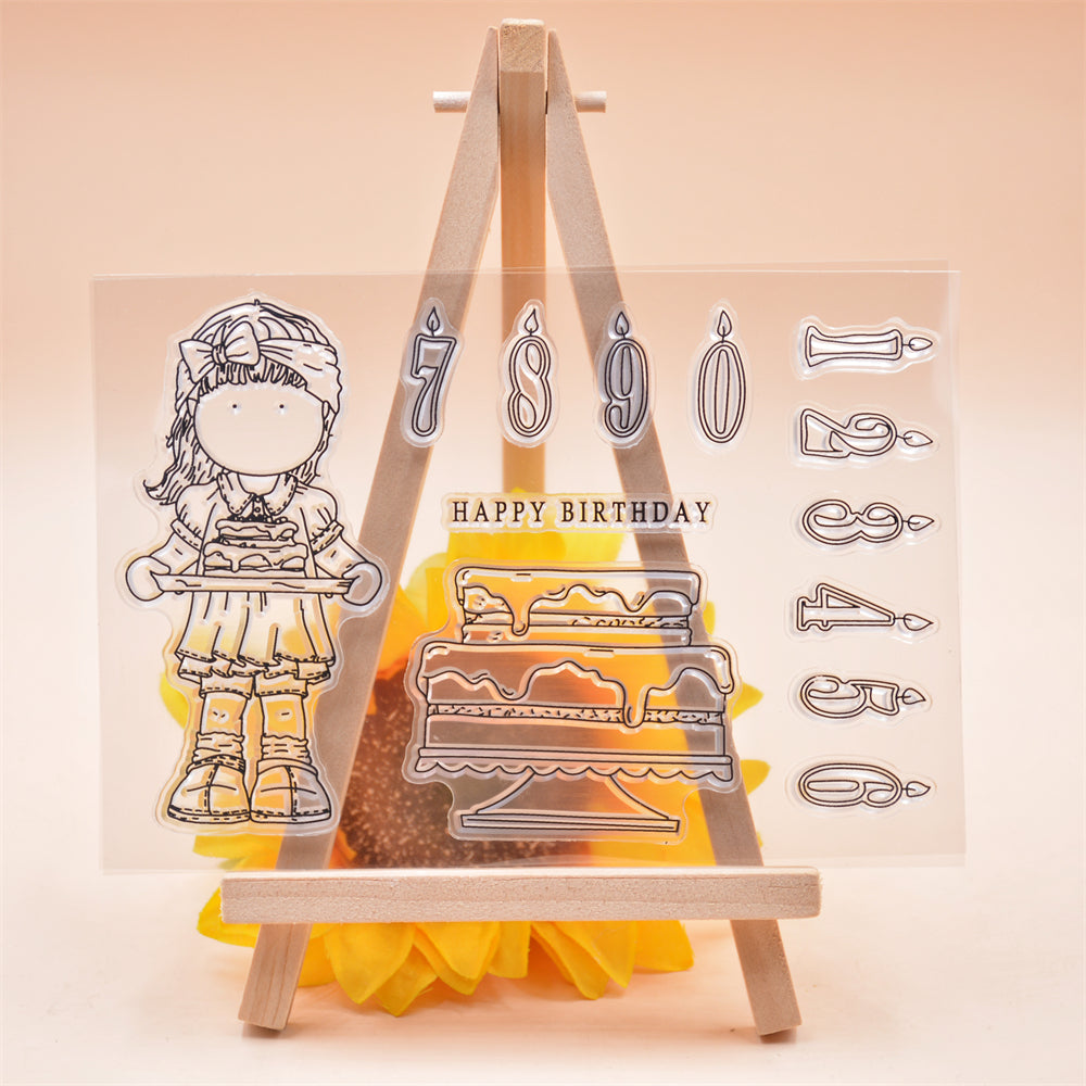 Transparent Silicone Stamp Set Girl Pattern for Birthday Decoration