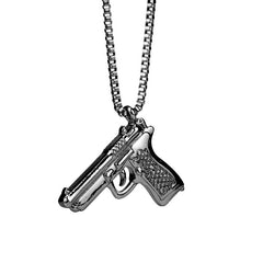 Hip Hop Pistol Gun Charm Pendant Necklace for Men