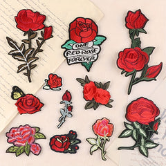11pcs Rose Flower Embroidery Sticker Romantic DIY Patches