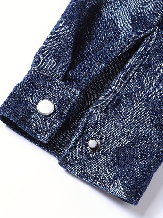 Men's Geometry Pattern Turn-down Collar Jacket