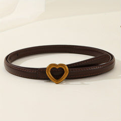 Vintage Heart Buckle PU Belt Classic Coffee Jeans Pants Belt