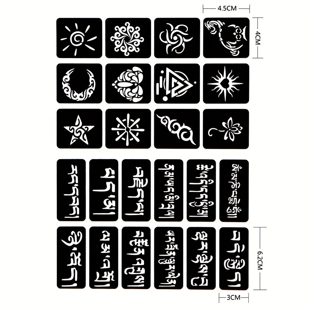 2 Sheets A4 Hollow Tattoo Stencils 1 Bottle Tattoo Dyeing Paste