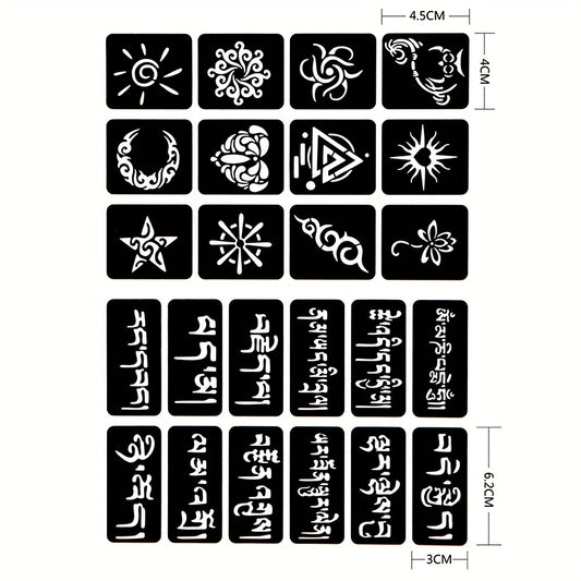 2 Sheets A4 Hollow Tattoo Stencils 1 Bottle Tattoo Dyeing Paste