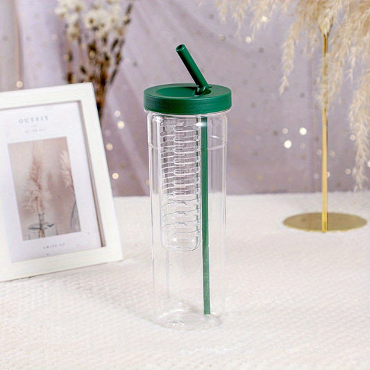 Leak Proof Water Bottle w/ Folding Straw and Tea Filter 700ml