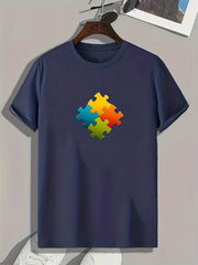 Puzzles Print Men's Graphic T shirt for Summer