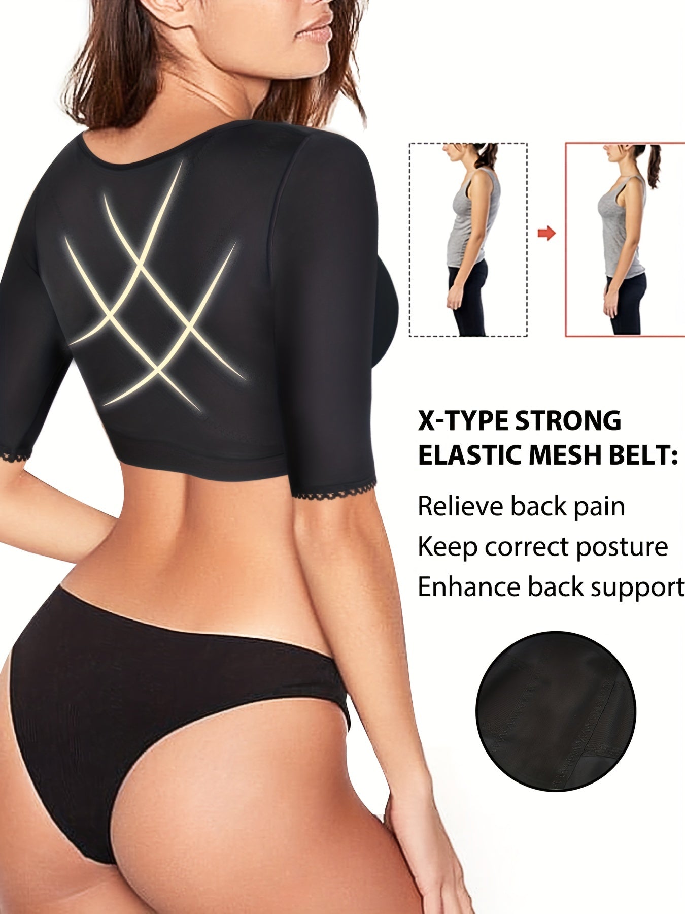 SCARBORO Front Buckles Shaper Tops Compression Arm Shapewear