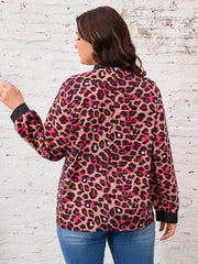  Leopard Print Lantern Sleeve Top