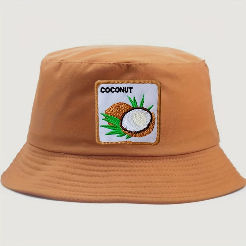 Coconut Embroidered Bucket Hat Unisex Sunshade Reversible Cap