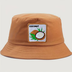 Coconut Embroidered Bucket Hat Unisex Sunshade Reversible Cap