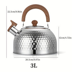 Large Capacity Stainless Steel Whistle Kettle, 2-4L, Induction Compatible