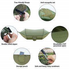 Double Sided Zipper Outdoor Camping Hammock with Mosquito Net