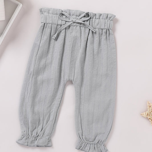 Baby Girl s Casual Elastic Waist Pants Kid s Comfy Trousers