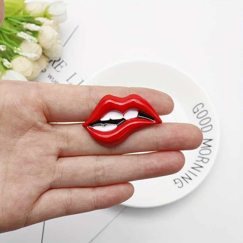 Red Lips Brooch Cartoon Enamel Pin Scarf Buckle Decorations